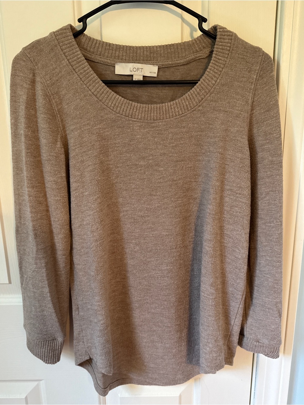 LOFT Taupe Scoop Neck Lightweight Sweater